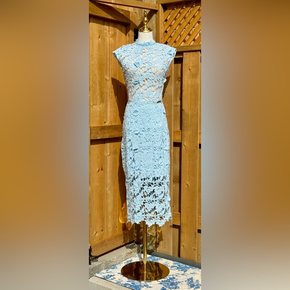 🆕 BRONX & BANCO 🧿 NWOT Lidia Lace Midi Dress - Pastel Blue - Size UK 10 / US 6 - Picture 3 of 16